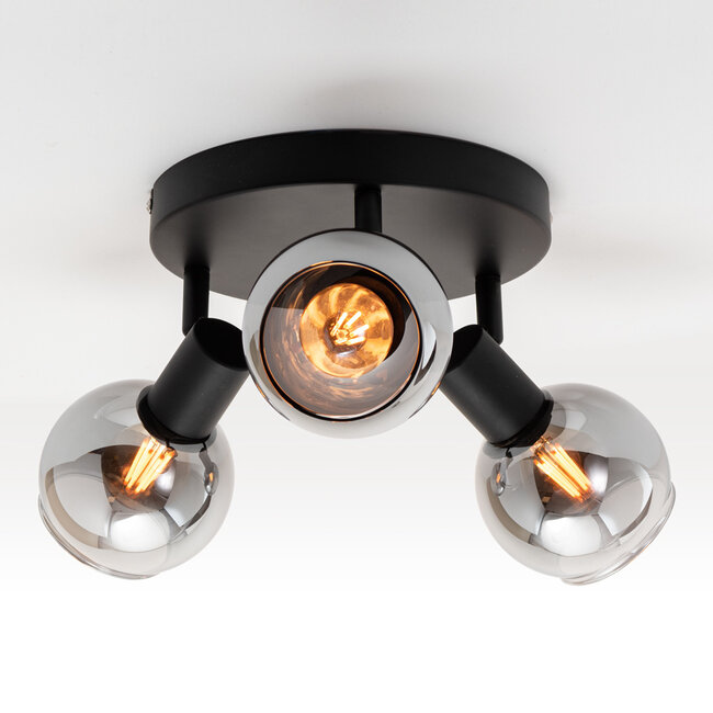 Moderne loftlampe med 3 røgfarvede spotlamper - Orlando