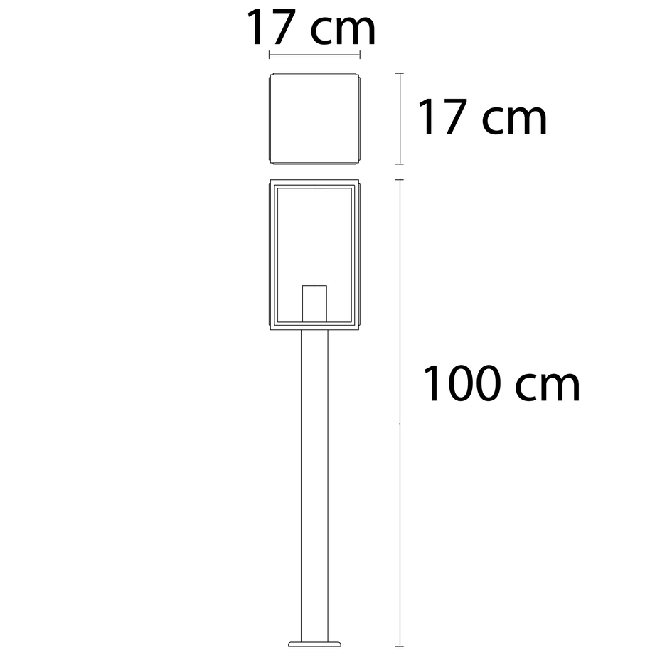 Bedlampe med stor glaslanterne, 100 cm - Giovanni - sort
