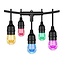 Multifarvet (RGB) party lyskæde med pendelfatninger + fjernbetjening - 15 meter med 15 pærer