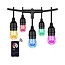 Multifarvet (RGB) party lyskæde med pendelfatninger + appstyring - 15 meter med 15 pærer