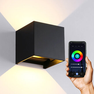 Udendørs SMART-væglampe med appstyring og RGB - Daniel - sort