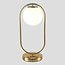 Designer bordlampe med opalhvid kugle og gylden ring - George