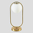 Designer bordlampe med opalhvid kugle og gylden ring - George
