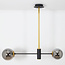 Designerlampe med 2 glaskugler - Danley - sort/messing/røggrå