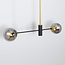 Designerlampe med 2 glaskugler - Danley - sort/messing/røggrå