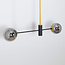 Designerlampe med 2 glaskugler - Danley - sort/messing/røggrå