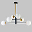 Designerlampe med 6 glaskugler - Damian - sort/messing/opalhvid