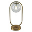 Designer bordlampe med transparent kugle og gylden ring - George