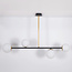 Designerlampe med 4 glaskugler - Davy - sort/messing/opalhvid