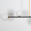 Designerlampe med 4 glaskugler - Davy - sort/messing/opalhvid