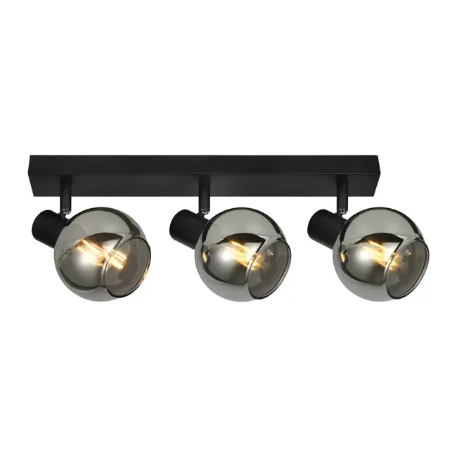 Loftslampe med 3 røgfarvede spotlamper - Detroit