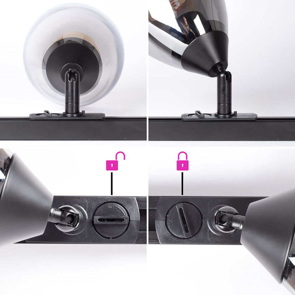 Spotlampe til 1-faset lysskinne - Jenna - smoke glas