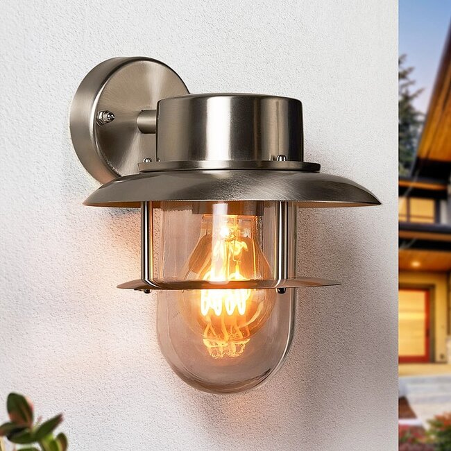 Udendørs væglampe i landlig stil - Fabio - rustfrit stål