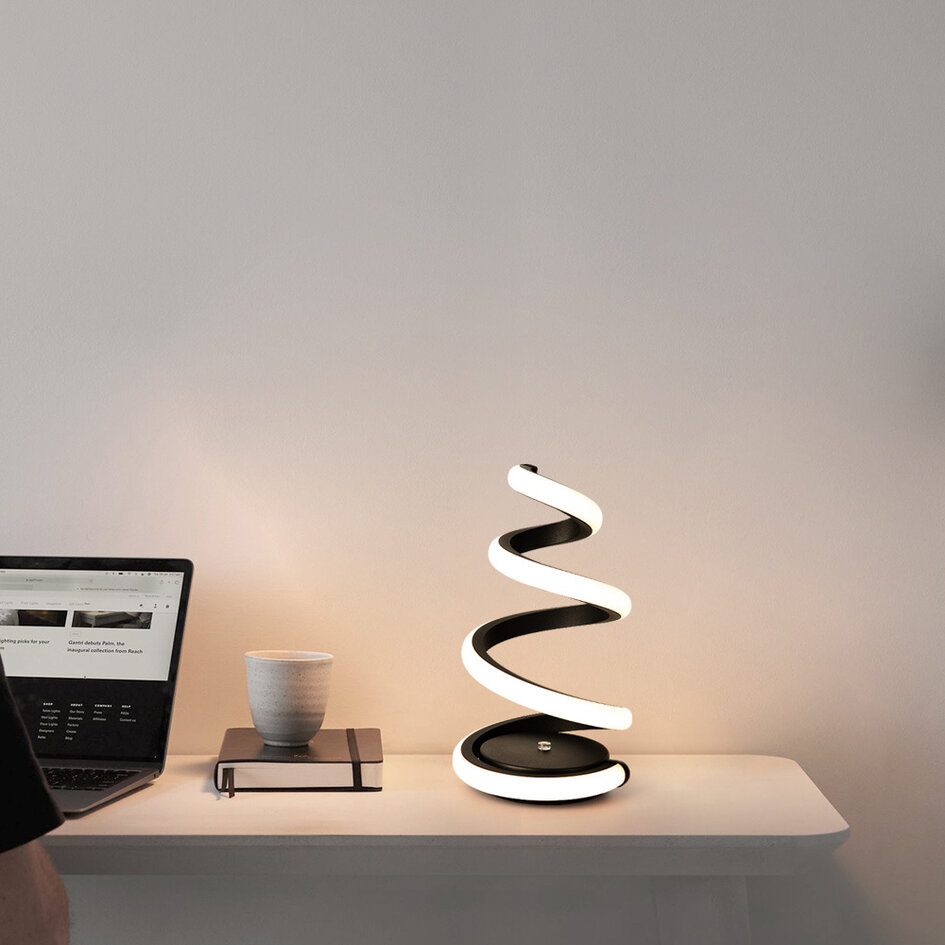 Spiralformet bordlampe med dæmpbart LED-lys - Borja