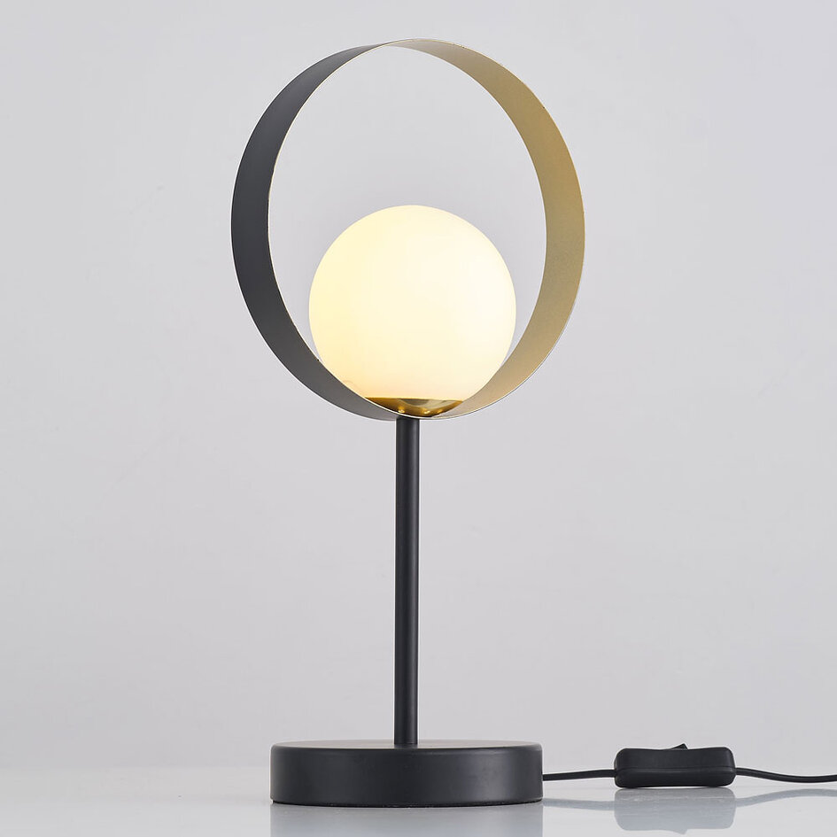 Bordlampe - Carlie - sort med bladguld