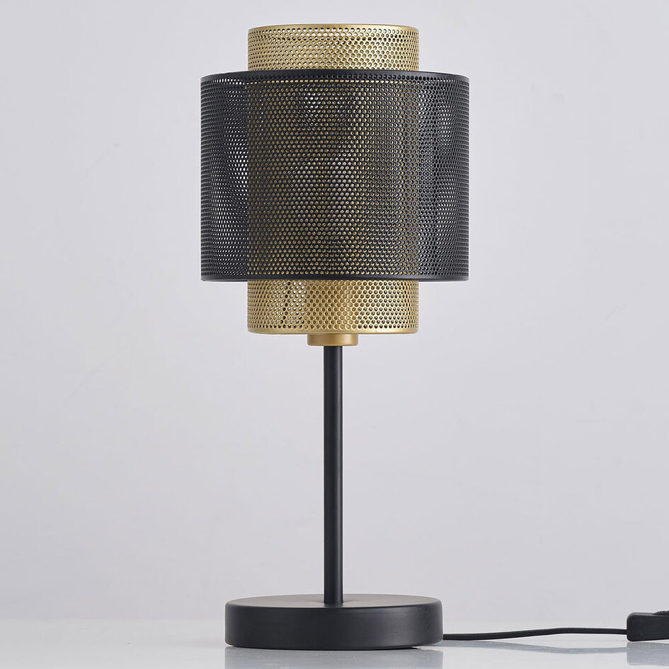 Fishnet bordlampe - Ava - sort og guld