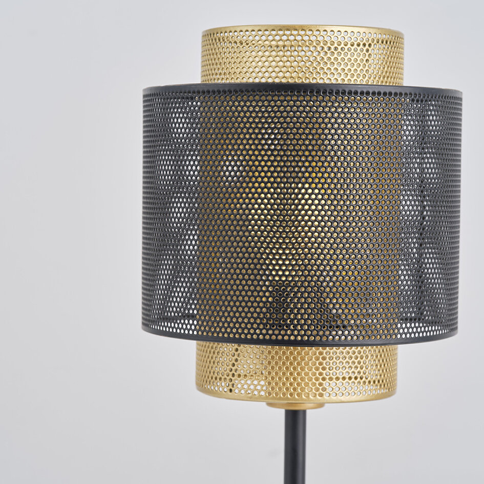 Fishnet bordlampe - Ava - sort og guld