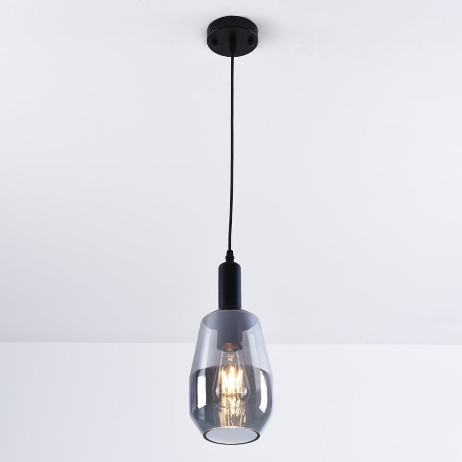 Retroinspireret pendel (aflang form) - Mala - sort/røggrå