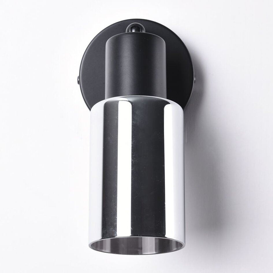 Væghængt spotlampe - Atica - sort med røgfarvet glas