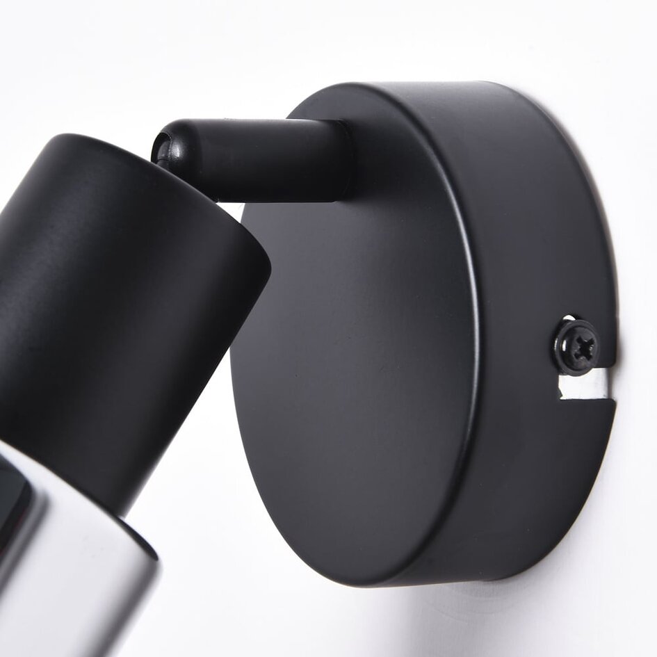 Væghængt spotlampe - Atica - sort med røgfarvet glas