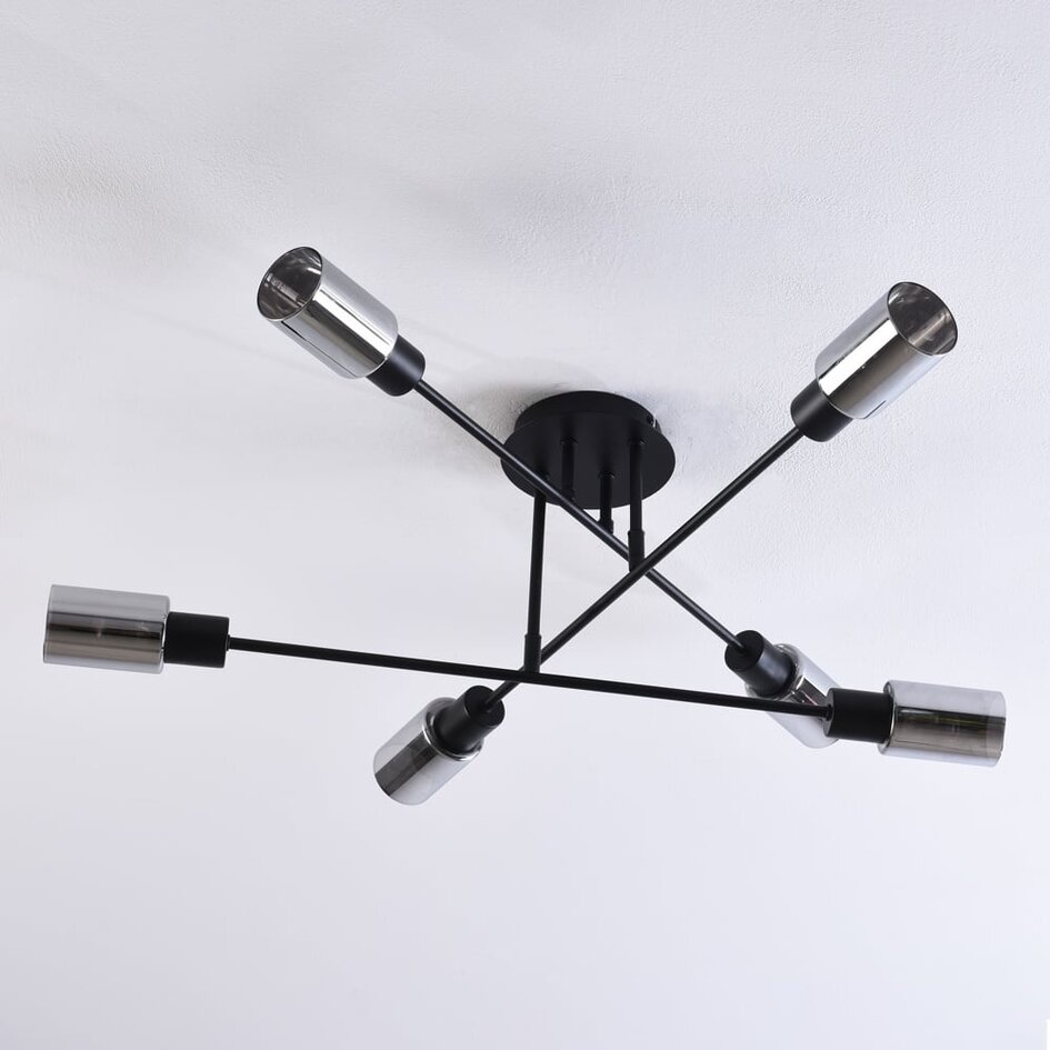 Loftslampe med 6 lyspunkter - Agios - sort/røgfarvet