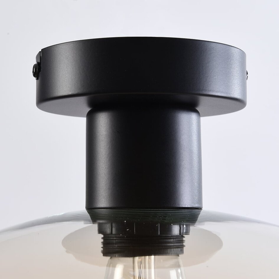 Loftslampe i glas - Veda - sort/ravfarvet