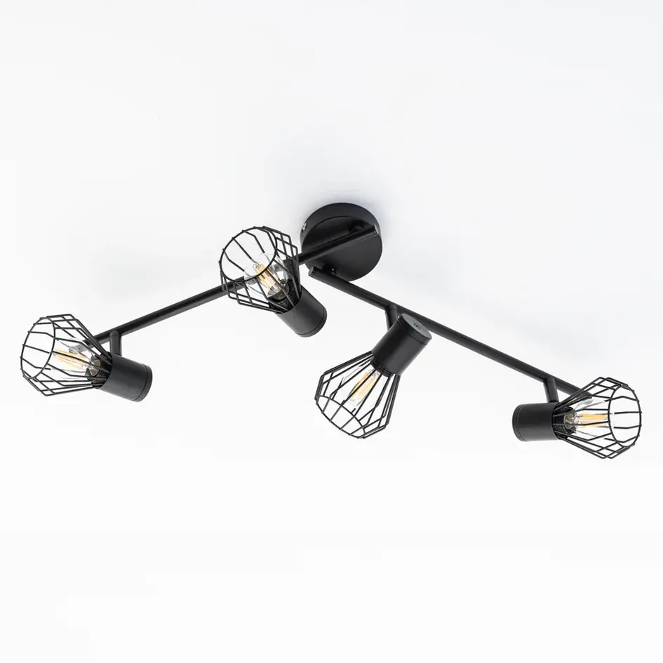 Industriel loftlampe med 4 spots - Faith - sort