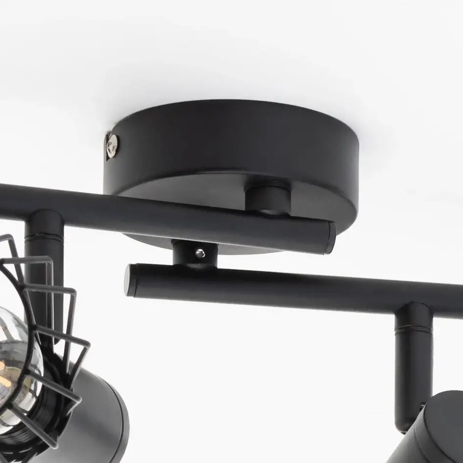 Industriel loftlampe med 4 spots - Faith - sort