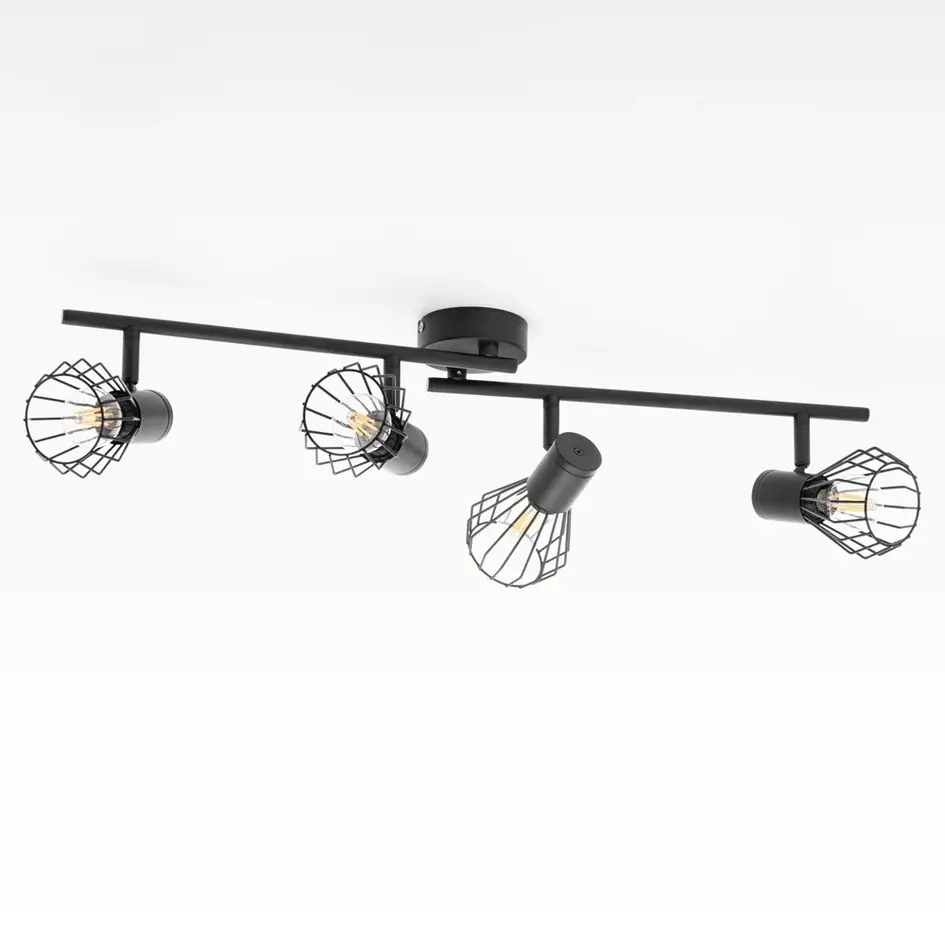 Industriel loftlampe med 4 spots - Faith - sort