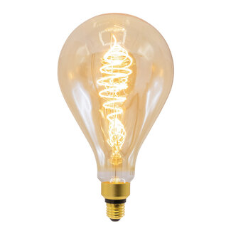 E27 LED-globepære XXL, croissant filament med ravfarvet glas - 8,5 watt / 2000K / Ø160 / dæmpbar