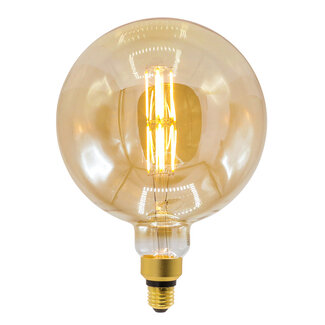 E27 LED-globepære XXXL, dobbeltdækker filament med ravfarvet glas - 10 watt / 2000K / Ø200 / dæmpbar