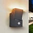 Justérbar væglampe med sensor, udendørs - Mila - sort