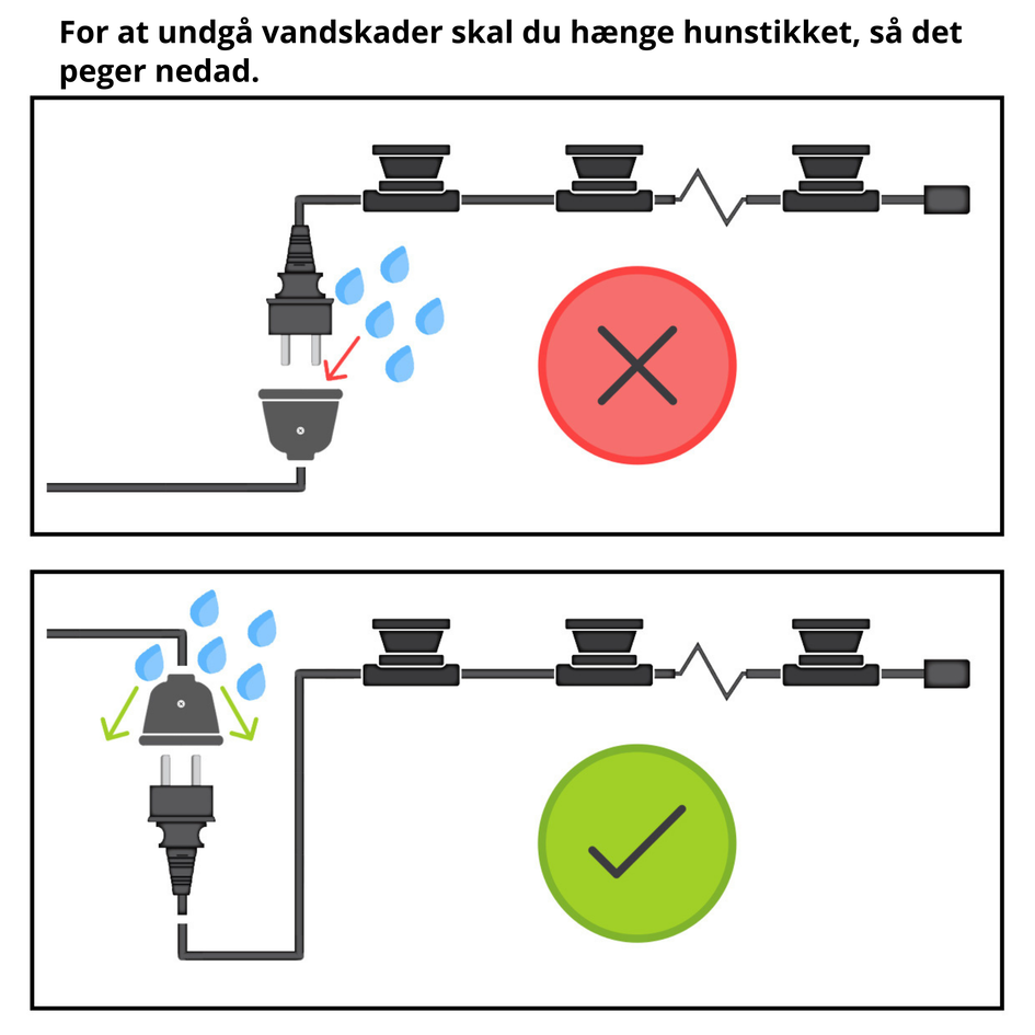 Løst hanstik til party lyskæder - hvid