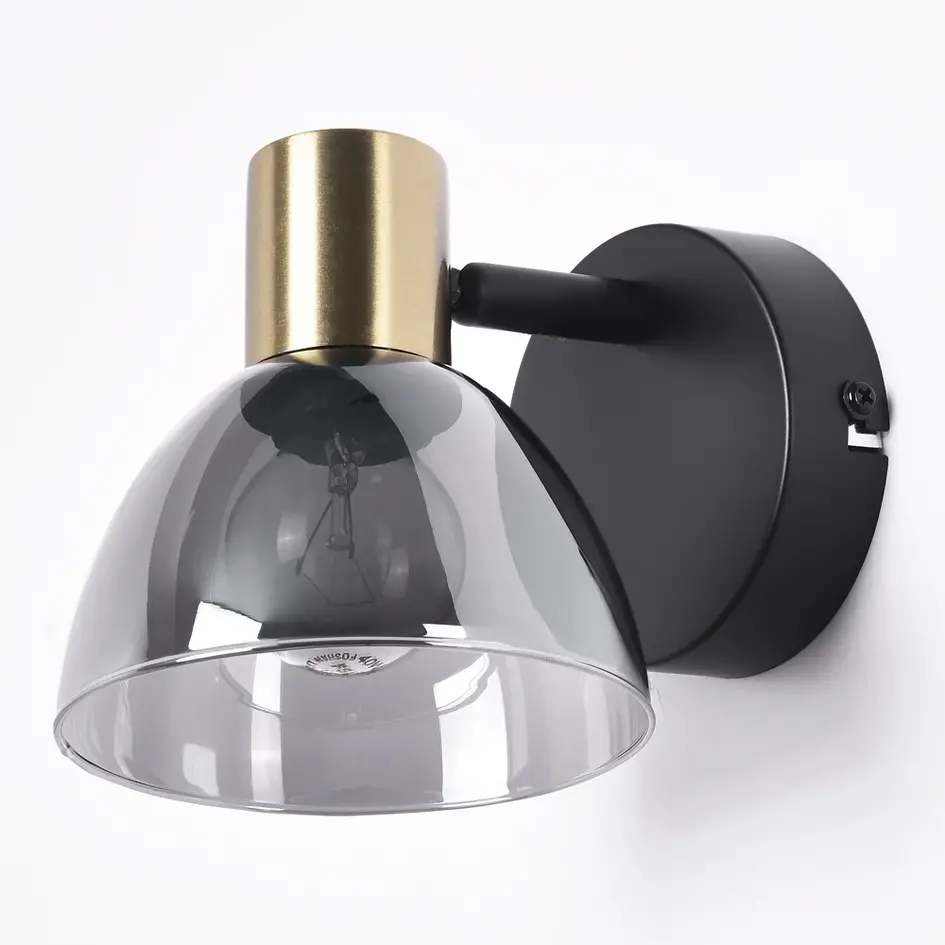 Vipbar væglampe  - Kyron - sort, guld og røggrå