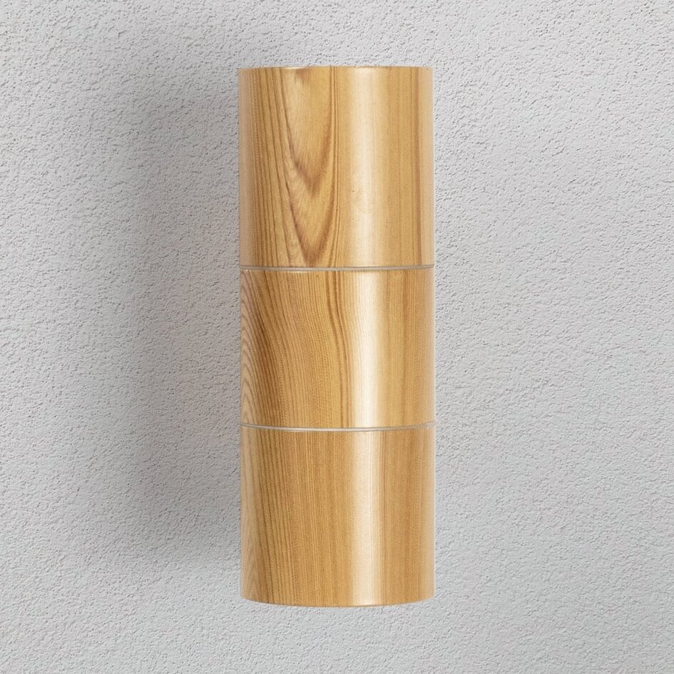 Udendørs væglampe, up/downlight - Giorgia - imiteret træ