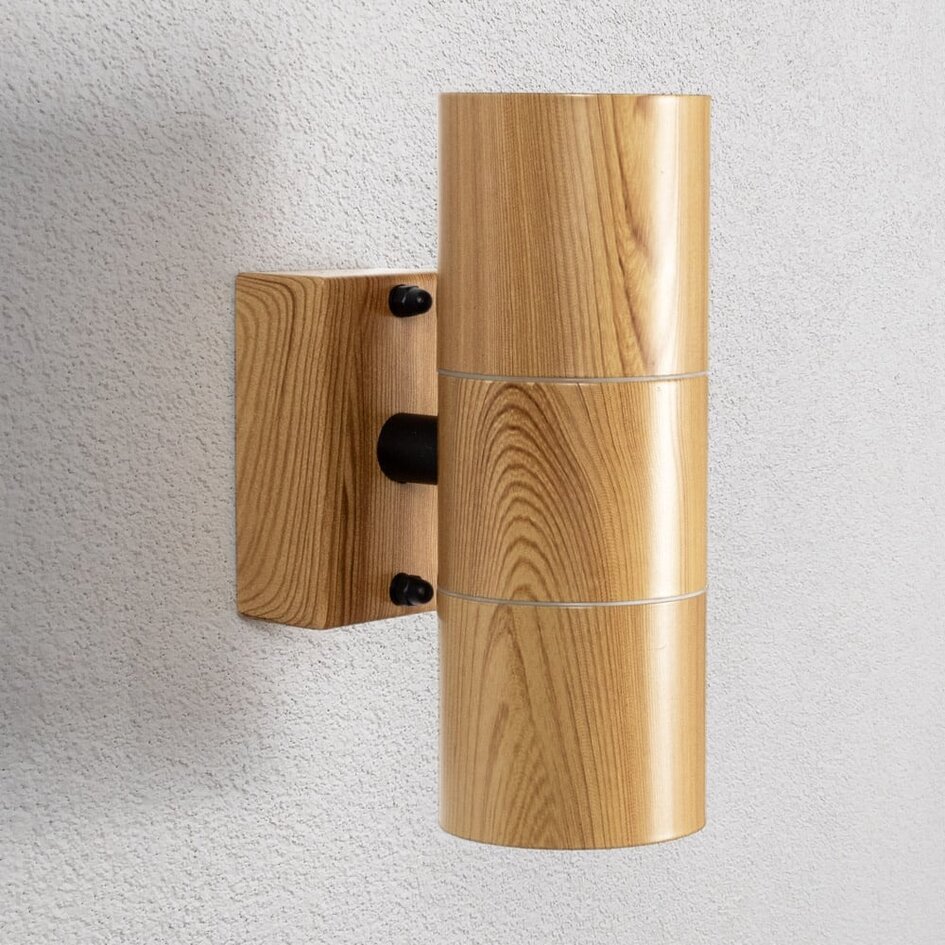 Udendørs væglampe, up/downlight - Giorgia - imiteret træ