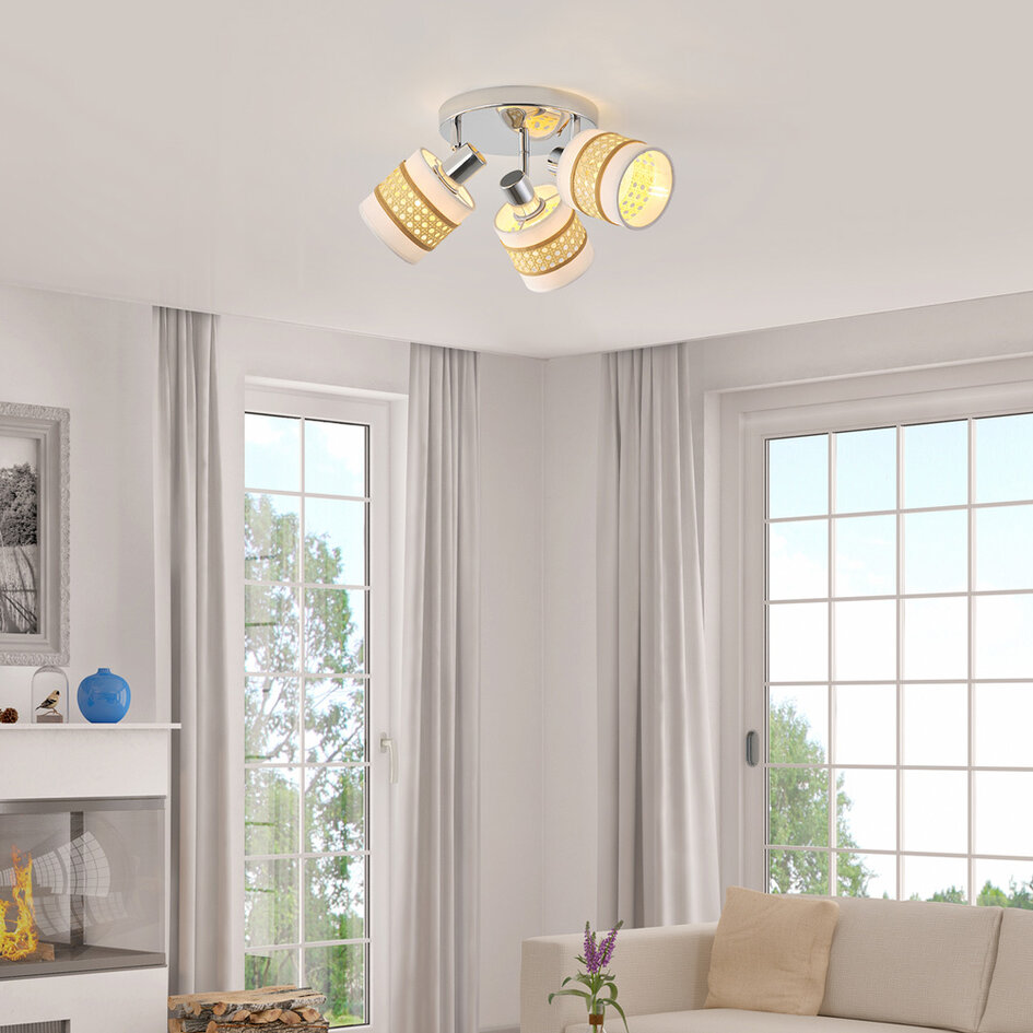 Rattan loftspot 3-lys - Besi