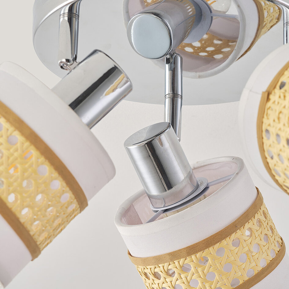 Spotrondel i rattan, 3 spotlamper - Besi