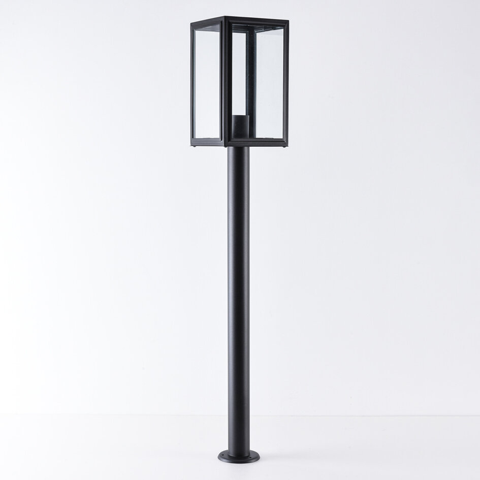 Bedlampe med stor glaslanterne, 100 cm - Giovanni - sort