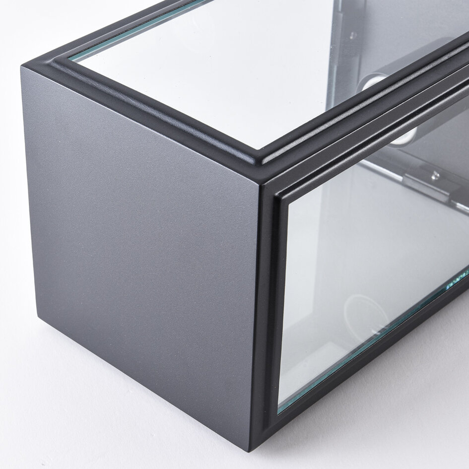 Bedlampe med stor glaslanterne, 100 cm - Giovanni - sort