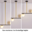 Designerlampe med 3 glaskugler - Danny - sort/messing/opalhvid