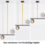 Designerlampe med 3 glaskugler - Danny - sort/messing/røggrå