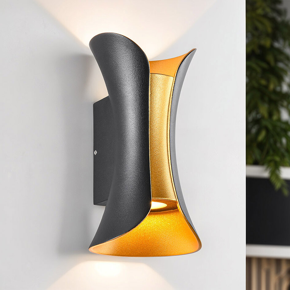 Designer up/downlight, udendørs - Else - sort/guld