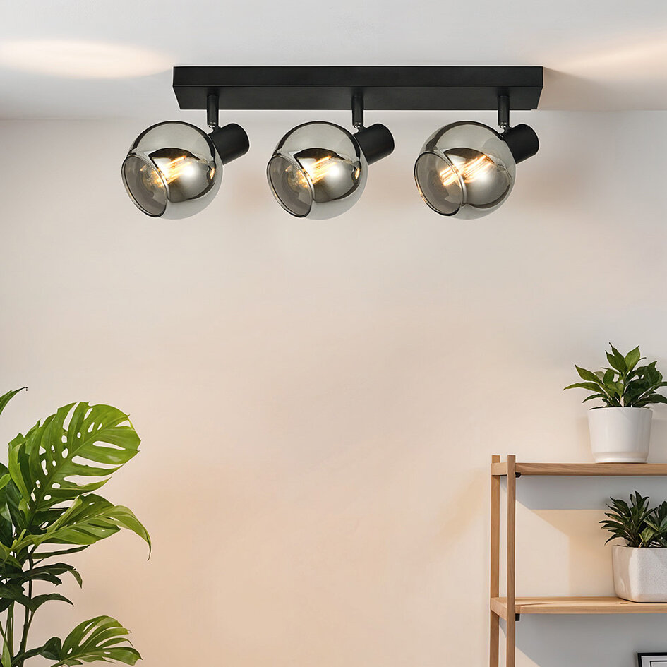 Loftslampe med 3 røgfarvede spotlamper - Detroit
