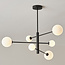 Loftlampe med 6 glaskugler - Sest - sort og opalhvid