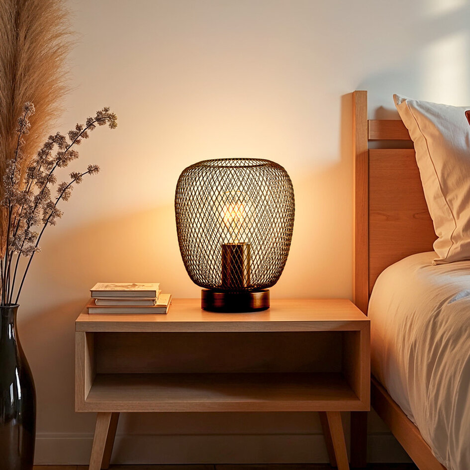 Bordlampe med sort metalnet - Prison