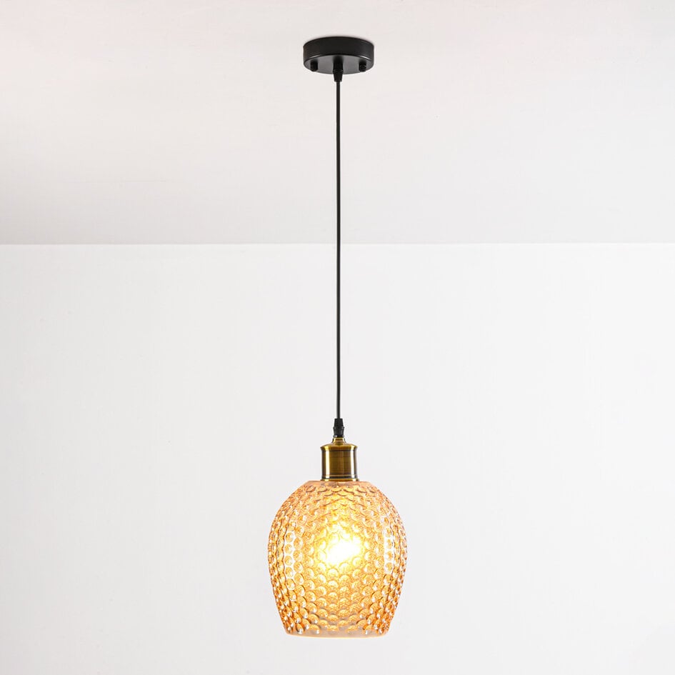 Glaspendel med ravfarvet glas, 1 x E27 - Lana - Variant 1