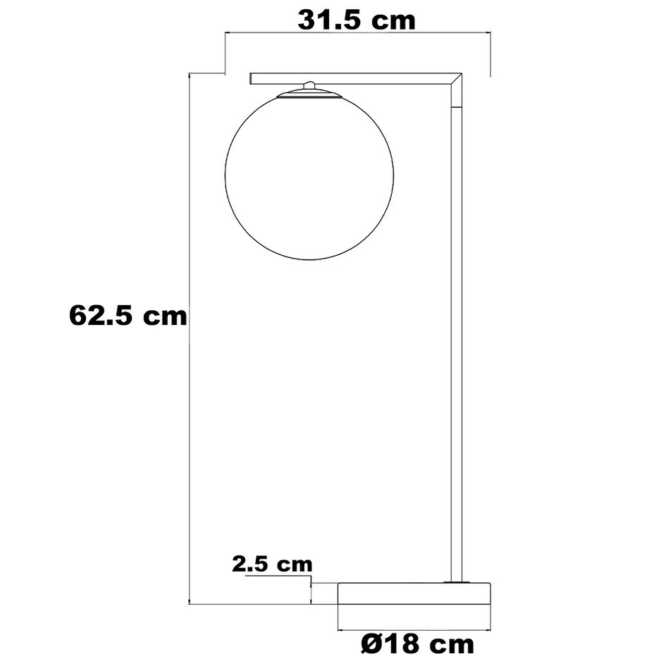 Bordlampe med glaskuppel - Jeana - opalhvid/messing/marmor