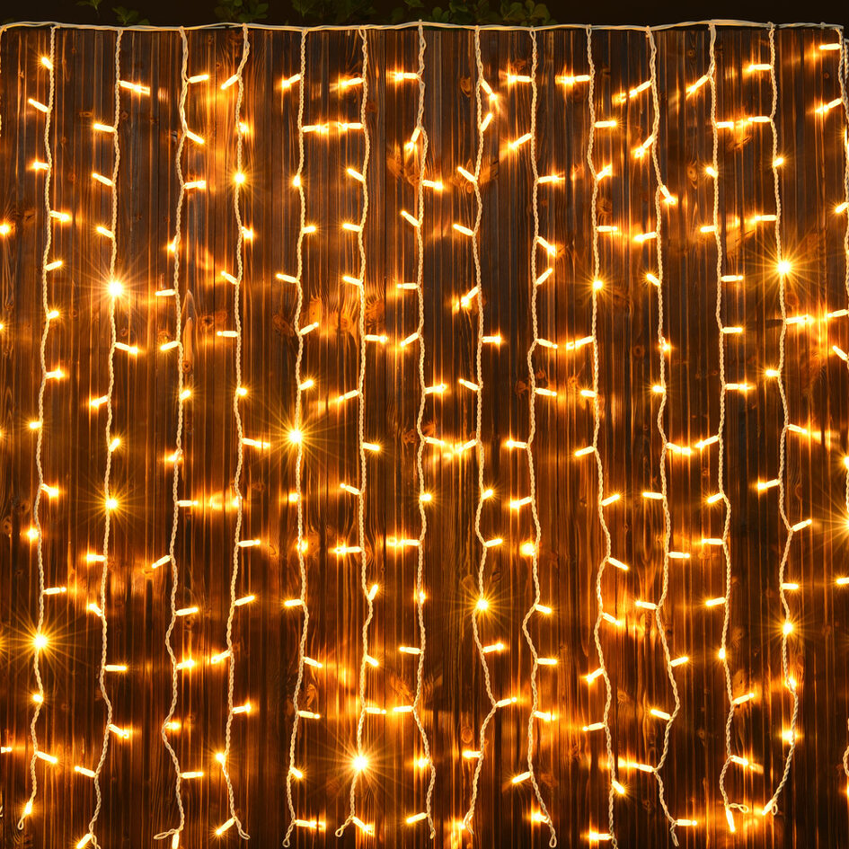 Lysgardin | Linkbart | Fra 2 meter | 300 LED-lys | 2200K ekstra varmhvidt lys | Hvid gummi