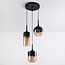 Loftlampe i ravfarvet glas med sorte jerndetaljer - Victor